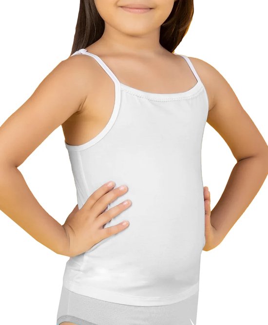 HL-tricot meisjes hemd - 116 - Wit