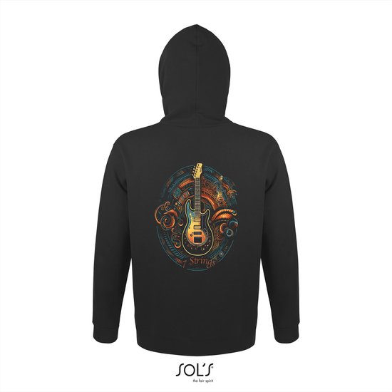 Hoodie 3-164 Gitaar 7strings zwart met rugprint - Zwart, 4xL