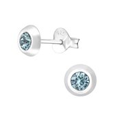 Aramat jewels ® - Zilveren oorbellen ronde 5mm saffier blauw swarovski elements kristal