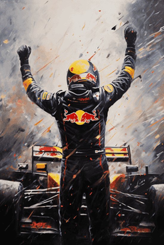Max Verstappen Poster - Abstract Portret - Abstracte Kunst - F1 - Formule 1 - posters - formaat 50x70cm - Wanddecoratie - S1450MW