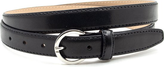 JV Belts Dames riem zwart - dames riem - 2.5 cm breed - Zwart - Echt Leer - Taille: 85cm - Totale lengte riem: 100cm