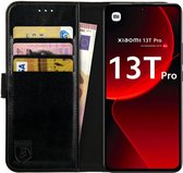 Rosso Element Book Case Wallet Hoesje Geschikt voor Xiaomi 13T / 13T Pro | Portemonnee | 3 Pasjes | Magneetsluiting | Stand Functie | Zwart