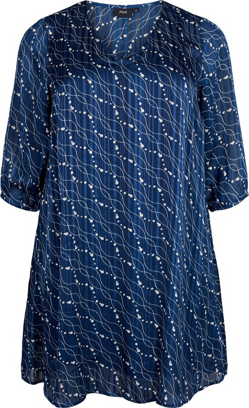 ZIZZI MLUCY 3/4 ABK DRESS Robe Femme - Blue - Taille M (46-48)