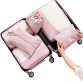 Packing Cubes Set van 6 kledingtassen, kofferorganizer voor vakantie en reizen, Packing Cubes, dobbelstenen, organizersysteem (Sakura)