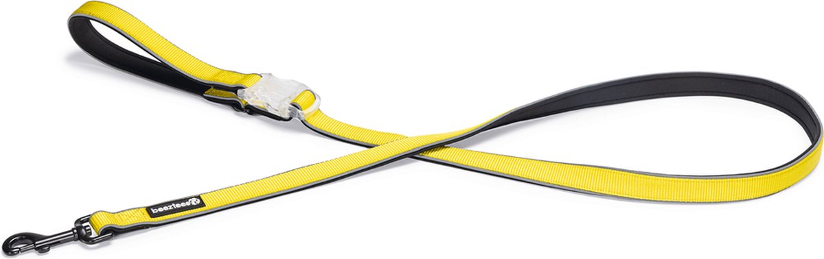 Beeztees Safety Gear Parinca Premium - Hondenriem - Nylon - Geel - 150x2,5 cm