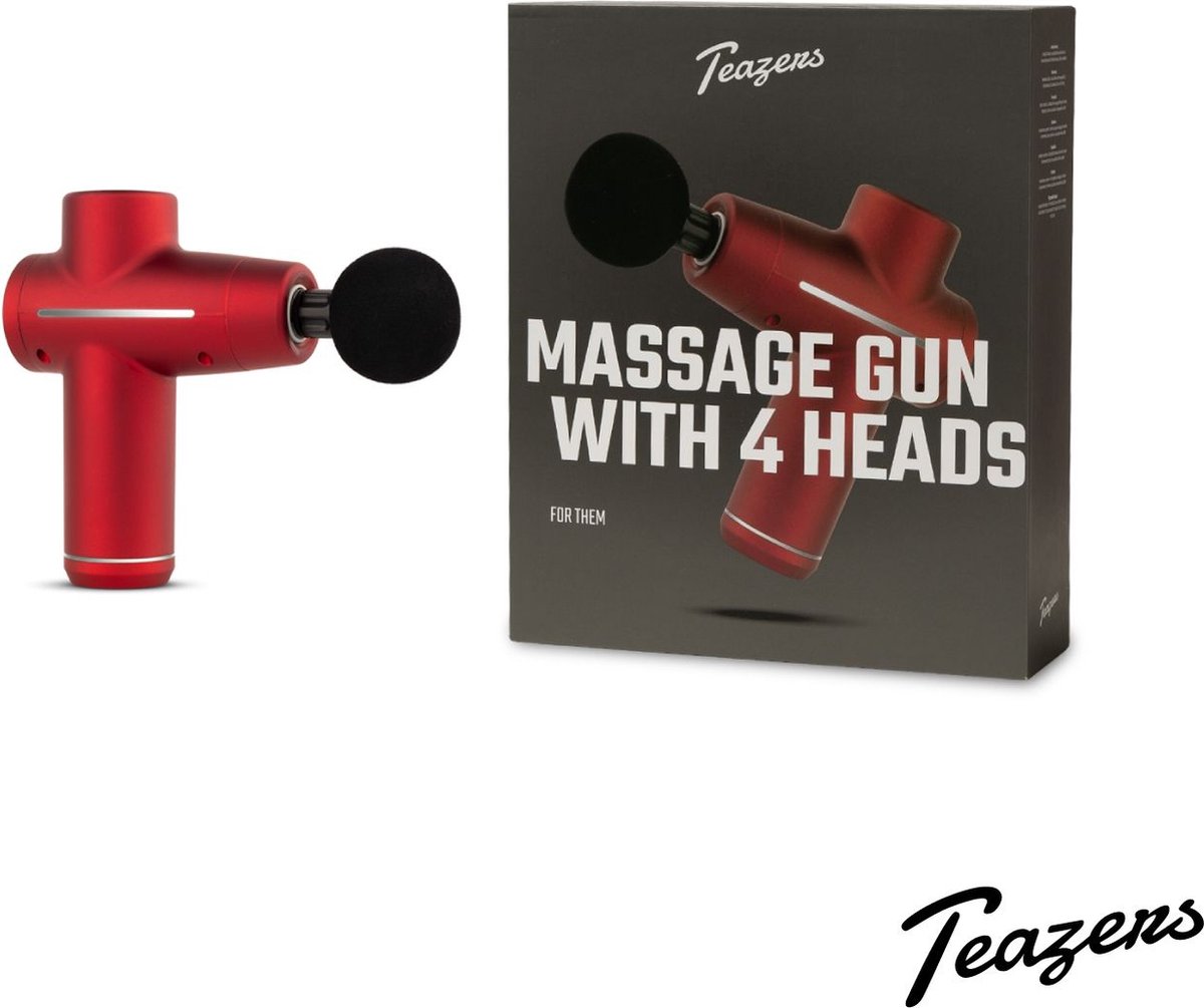 Teazers Massage Gun – Voor een Ontspannen Massage – Massage Apparaat met 4 Opzetstukken en 9 Standen – Compact Formaat –...