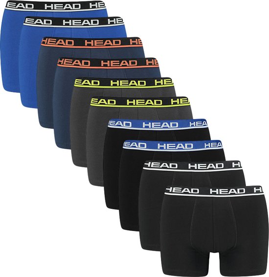 HEAD 10P boxers essential basics zwart, grijs & blauw - XL