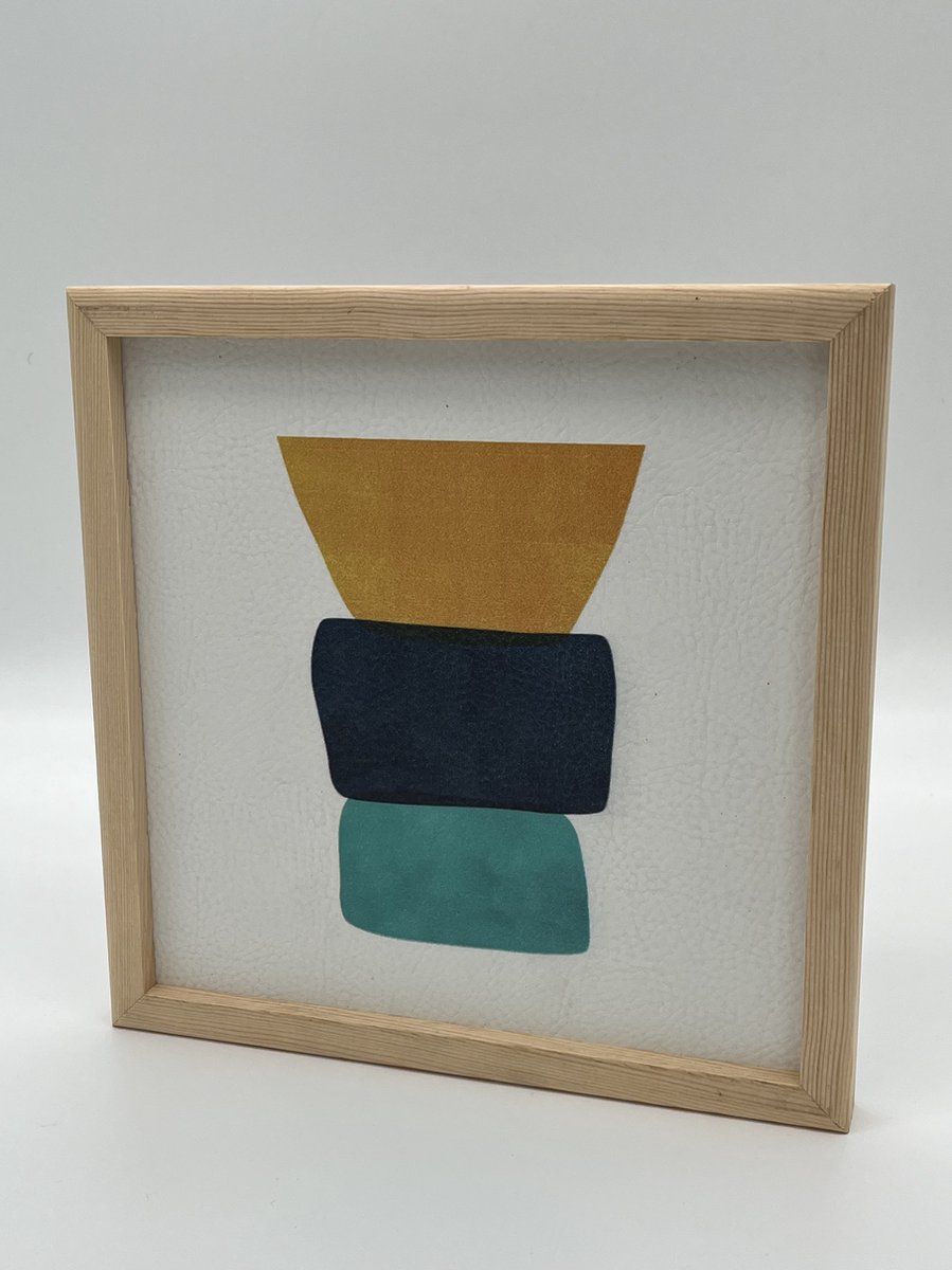 Wanddecoratie - Wandschap - schilderijen woonkamer - 30x30 cm - Posterlijst - Muurdecoratie - Blauw - Geel