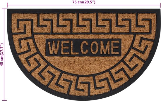 vidaXL - Deurmat - halfrond - 45x75 - cm - rubber - en - kokosvezel