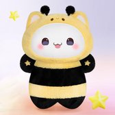 Cat Bee Pluche speelgoed, gevulde dieren, squishy pop, knuffelhoningbij, huisdecoratie, pluche gooikussen, geschenken voor meisjes (45 cm)