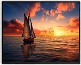 Zeilboot zee mooie lucht fotolijst fotolijst met glas 50 x 70 cm - Prachtige kwaliteit - Zeilboot - zee - Glazen plaat - inclusief ophangsysteem - Poster - Foto op hoge kwaliteit uitgeprint