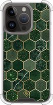 Casimoda® hoesje - Geschikt voor iPhone 13 Pro - Kubus Groen - Shockproof case - Extra sterk - TPU/polycarbonaat - Groen, Transparant