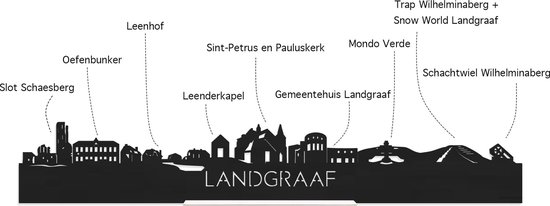 Skyline Landgraaf Oak - 100 cm - Décoration de la maison - Décoration murale - Plus de villes disponibles - Idée de salon - City Art - City art - Cadeau pour lui - Cadeau pour elle - Anniversaire - Mariage - WoodWideCities