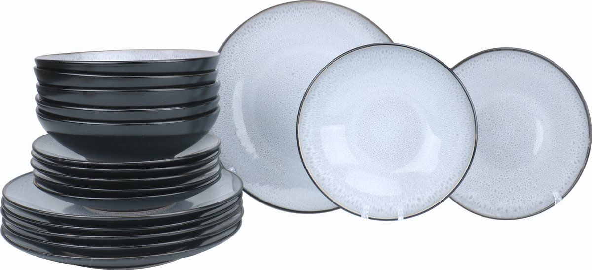 Serviesset Luzzo® Oland 6 persoons 18 delig Reactive glazing - Grijs