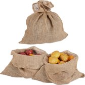 Sac en jute Relaxdays - lot de 3 - sac à pommes de terre - 55 x 50 cm - sac cadeau Sinterklaas -