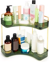 Belle Vous Corner Bathroom Organiser Storage Rack - 2-Tier Countertop Corner Shelf for Bathroom/Kitchen - Vanity Tray Rack for Cosmetics, Accessories, Makeup, Spice and More