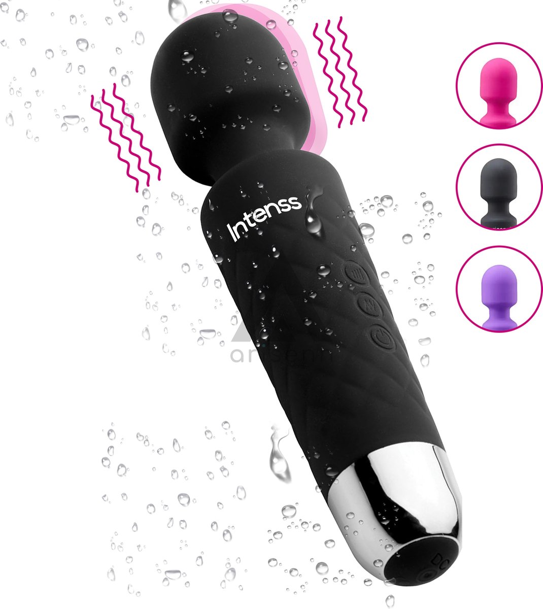 Intenss Vibrator Massager - Multifunctionele Stimulator - Seksspeeltje voor Vrouwen en Koppels - INTENSS Pure Series - Black Bride