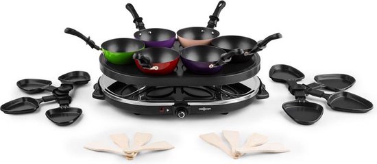 oneConcept Woklette tafelgrill - Gourmet - Wok set - 1200 W - 8 Personen - Anti-aanbak - Zwart — afbeelding 3