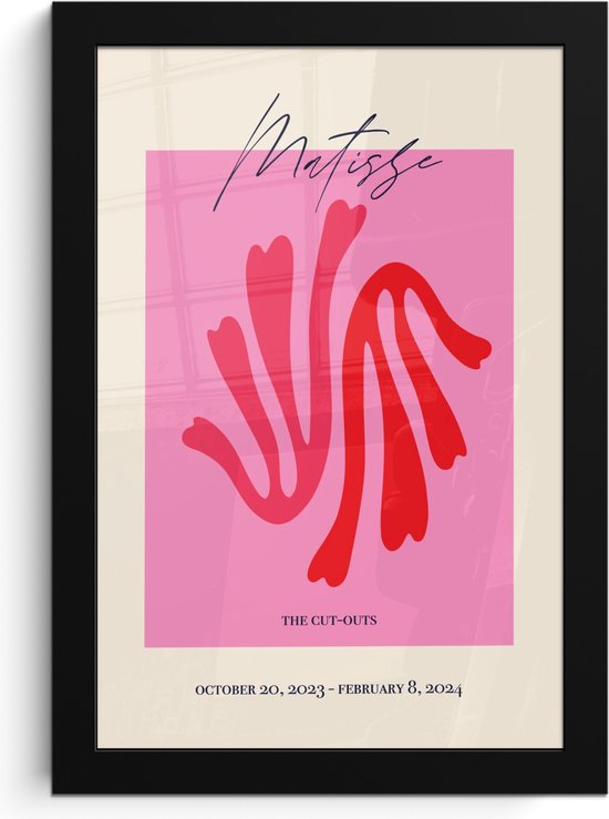 Fotolijst inclusief poster - Posterlijst 20x30 cm - Posters - Abstracte kunst - Matisse - Roze - Modern - Foto in lijst decoratie - Wanddecoratie woonkamer - Muurdecoratie slaapkamer