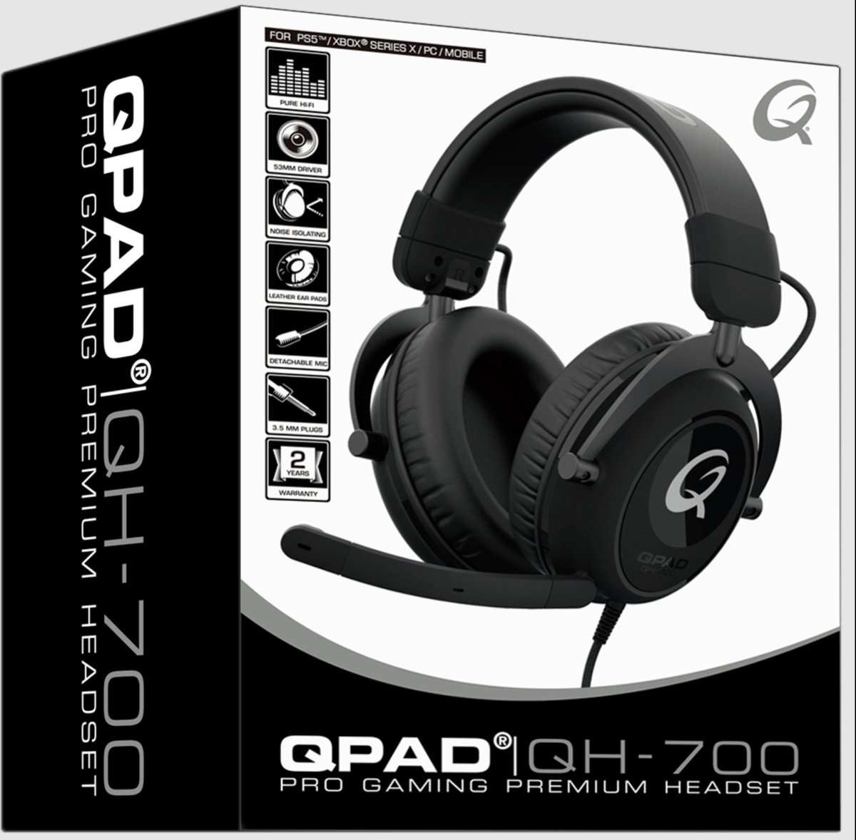 QPAD - QH-700 - Bedrade stereo gaming headset Zwart voor PC, PS4/PS5, Xbox One, Xbox Series S|X, Nintendo Switch