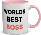 Akyol - worlds best boss koffiemok - theemok - roze - Baas - de beste baas - collega's - werknemers - verjaardagscadeau - verjaardag - cadeau - afscheidscadeau - geschenk - leuke cadeau - kado - gift - 350 ML inhoud