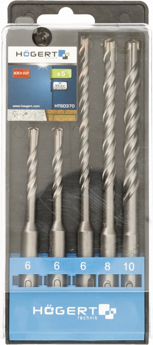 Betonboor set, Steenboor SDS+ 6 x 110, 6 x 110, 6 x 160, 8 x 160, 10 x 160 mm, 5 delig