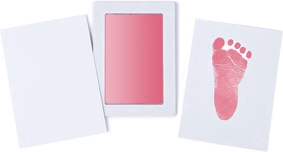 CHPN - Baby Voet- en Handafdruk Inktset - Roze - Incl. 2 witte kaartjes - 2 setjes - Voetafdruk baby - Handafdruk - Kraamcadeau - Geboorte - Moederdag - Vaderdag — afbeelding 2
