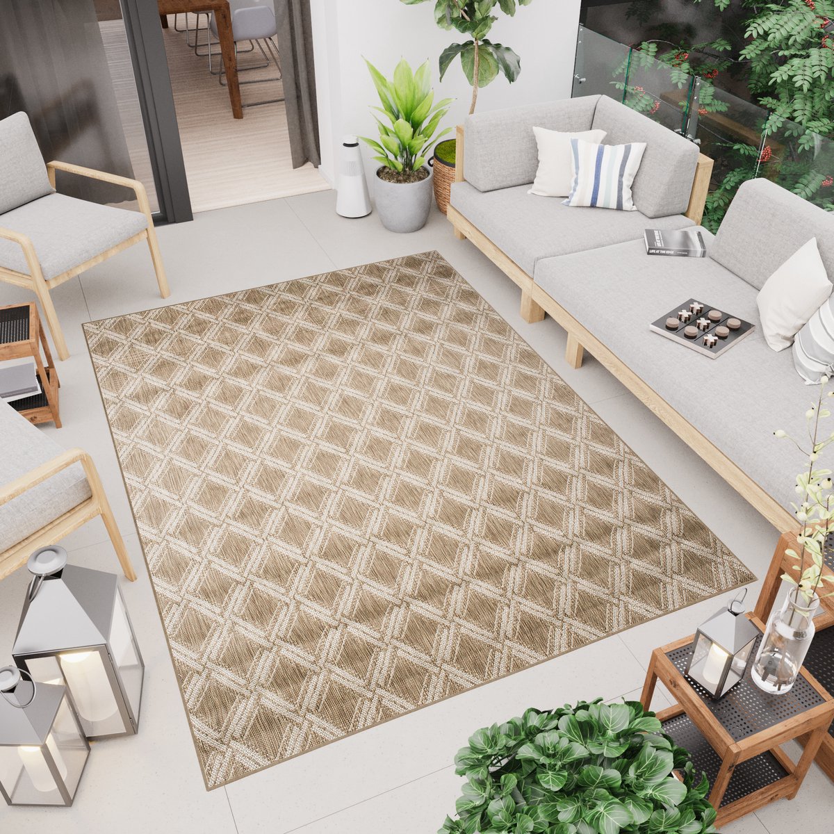 Tapiso Capri Vloerkleed Indoor Outdoor Woonkamer Tuintapijt Binnen Maat- 120x170