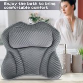 Badkussen, badkussen als nek- en nekkussen, badkuip, met 4D-Air-mesh-technologie, nek en rug in de badkuip met 6 zuignappen, badkuip hoofdsteun voor thuis spa (grijs)