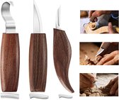 3 pièces - Menuiserie - Ensemble d’outils de sculpture sur bois - Couteau à sculpter le bois - Couteau à cuillère - Sculpture sur bois - Ciseau à sculpter le bois - LOUZIR