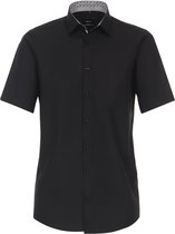 Venti Zwart Overhemd Korte Mouw Strijkvrij Modern Fit - XXL
