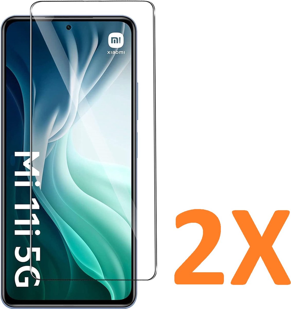 Screenprotector Glas - Tempered Glass Screen Protector Geschikt voor: Xiaomi Mi 11i - 2x