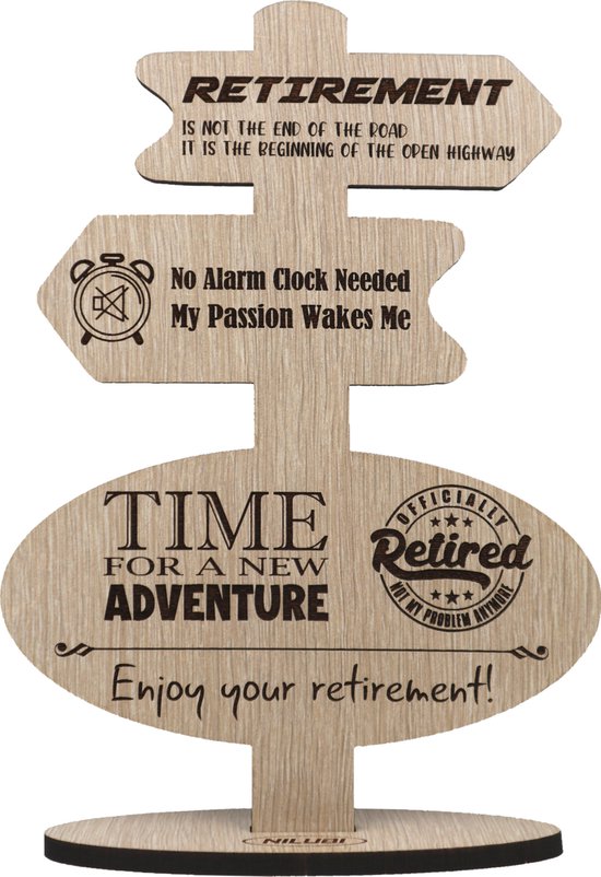 Retirement Gift | Houten Wenskaart | Kaart van Hout | Enjoy your Retirement! | Cadeau Pensioen, VUT | Engels | 17.5 x 25 cm