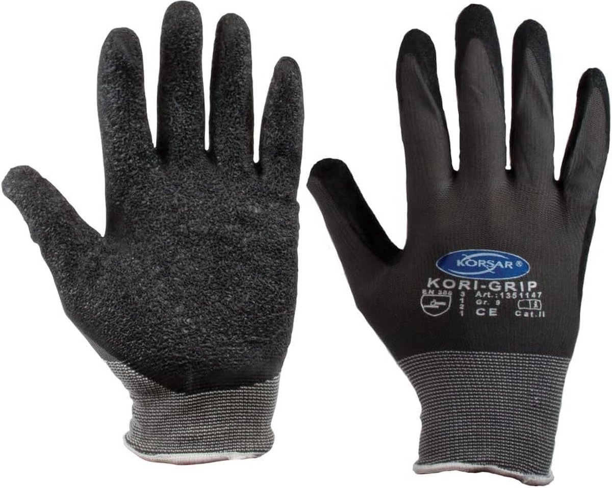 SW-Stahl 11522L nylon fijngebreide handschoen, LATEX-maat. 10, zwart