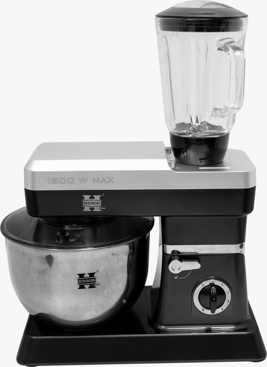 MaatShopXL | Herzberg Cooking Herzberg Hg-5065: 2 In 1 6,5L Standmixer En 1,7 Blender - 1200W Zilver