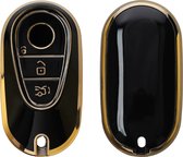 kwmobile autosleutel hoesje geschikt voor Mercedes Benz 3-knops autosleutel smart - autosleutel behuizing in zwart / goud