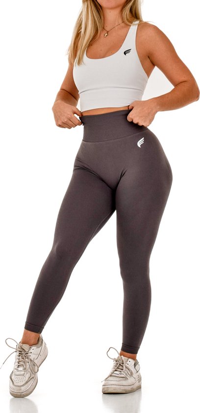 Foto: Essentials sportlegging dames fitnessbroek squat proof legging curve legging high waist donkergrijs