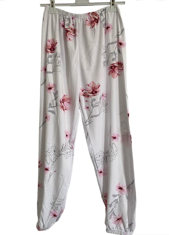 FINE WOMAN® Pyjama Broek met elastische bies 716 XXL 44-46 wit/roze