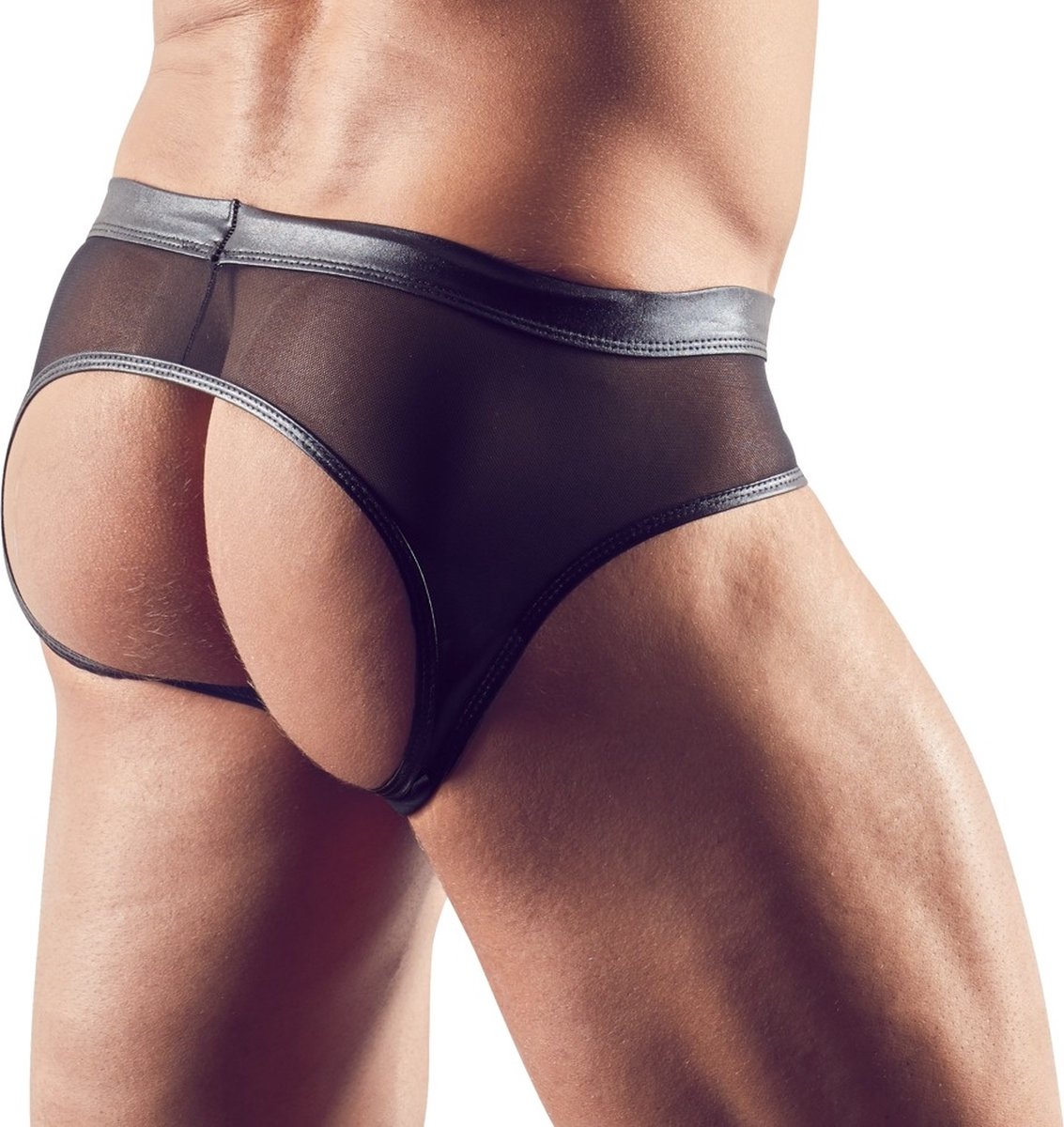 Goedkoopste Wetlook Slip Met Open Achterkant - Zwart