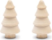 Riviera Maison Figurine de sapin de Noël, Décoration de Noël, Sapin en bois - Sapin en bois de Whistler - Marron - Bois - lot de 2 pièces