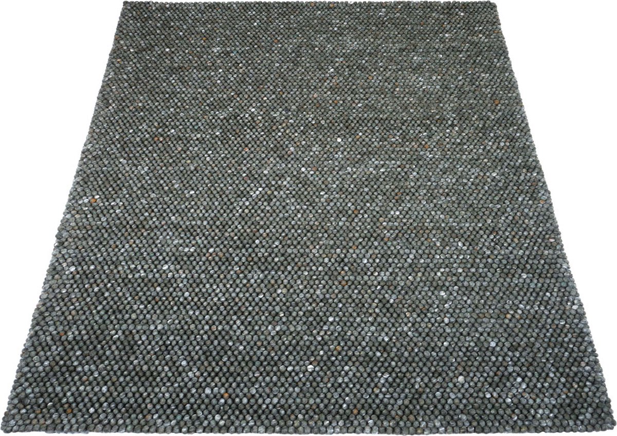 Veer Carpets Vloerkleed Pool Donker Groen 434 - 140 x 200 cm - Wol Hoogpolig Vloerkleed – Japandi / Modern Design