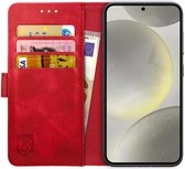 Rosso Element Book Case Étui portefeuille adapté pour Samsung Galaxy S24 Plus | Porte-monnaie | 3 passes | Fermeture magnétique | Fonction de support | Rouge