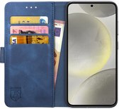Rosso Element Book Case Étui portefeuille adapté pour Samsung Galaxy S24 Plus | Porte-monnaie | 3 passes | Fermeture magnétique | Fonction de support | Bleu