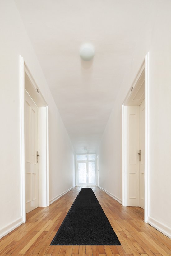JYG Paillasson CLEANWASH noir 90x250cm - tapis sec - antidérapant - tapis d'entrée - tapis d'escalier - pare-chocs 2 côtés