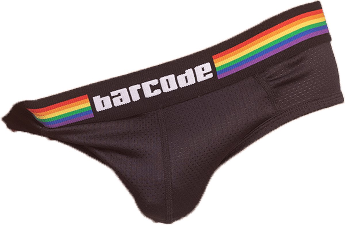 Barcode Berlin Backless Brief Pride Black - MAAT L - Heren Ondergoeds (erotisch) - Slip voor Mans (erotisch) - Mannen Mannen Slip