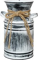 metalen vaas met touw ontwerp: rustieke boerderij vaas voor keuken Decor & gegalvaniseerde emmer Franse land Pitcher voor bruiloft Decor & Shabby chique gieter kan kruik voor bloemhouder