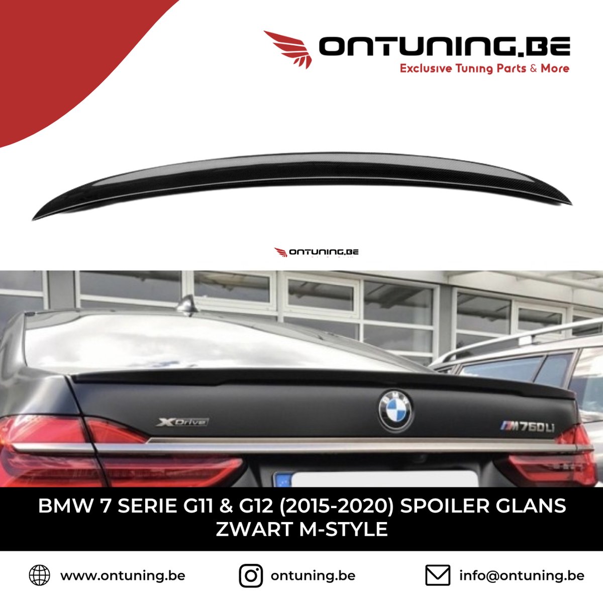 BMW 7 Serie G11 & G12 (2015-2020) Spoiler Glans Zwart M-Style