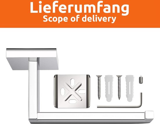 Zet toiletpapierhouder handdoekhouder - hoekig ontwerp - badkameraccessoires - roestvrij staal 304 chroom