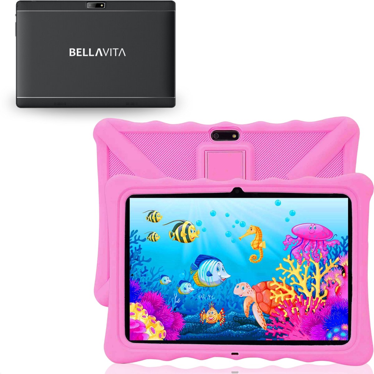 BELLAVITA ® Bambini Pad XL - Kindertablet - 10.1 inch - Tablet - Roze - 192 GB Opslag – 64 GB + 128GB SD Kaart - Vanaf 3 Jaar – 100% Kidsproof – Ouderlijk Toezicht