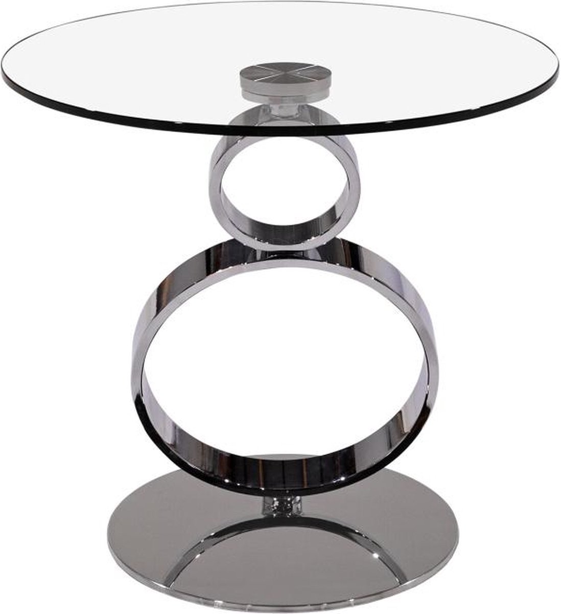 Table basse avec plateau tournant JOLINE - verre trempé et métal L 131,5 cm  x H 42 cm